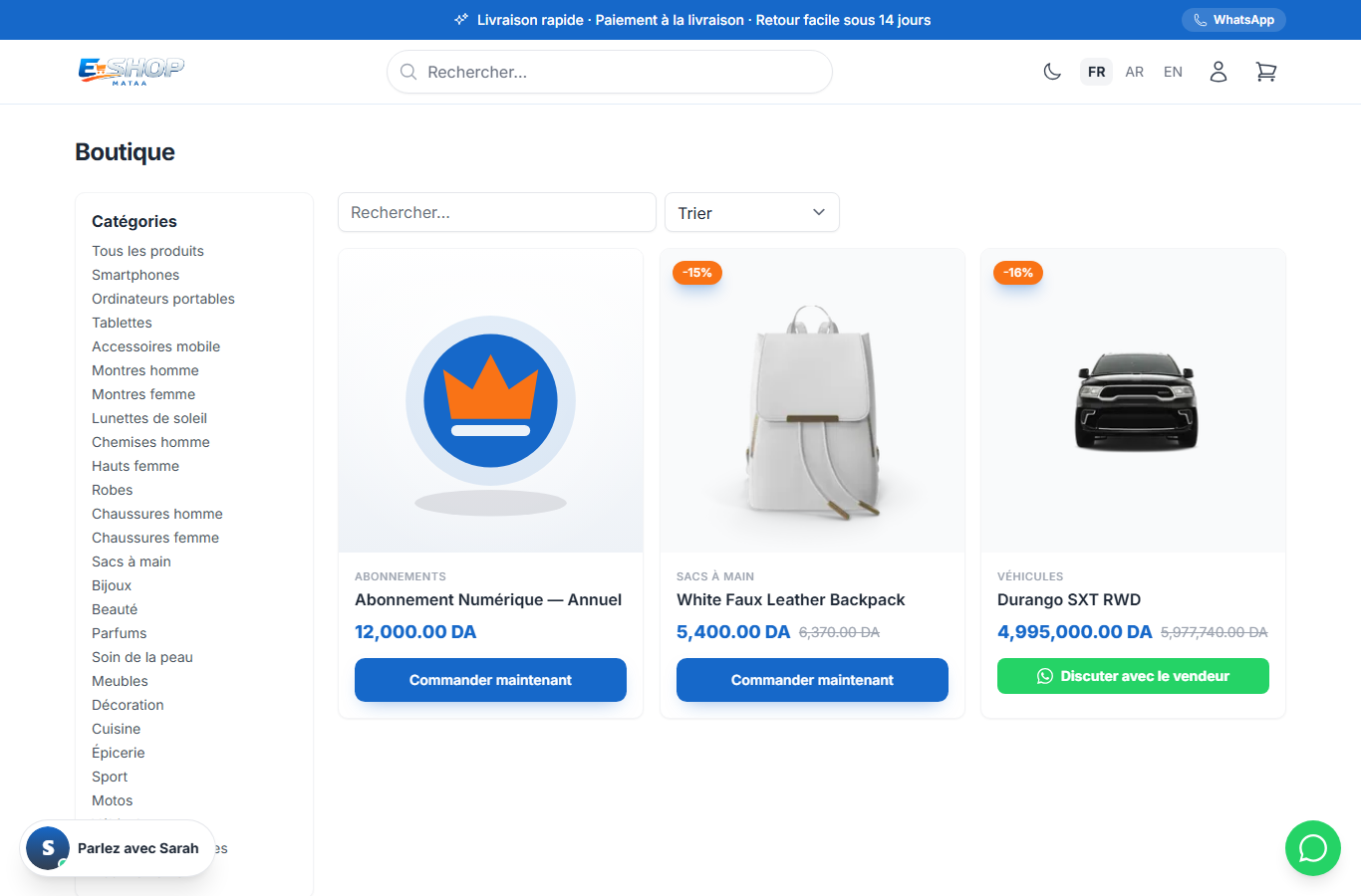Boutique en ligne — bureau