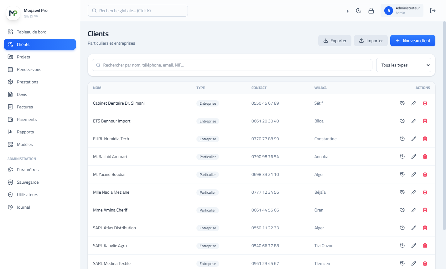 Gestion des clients