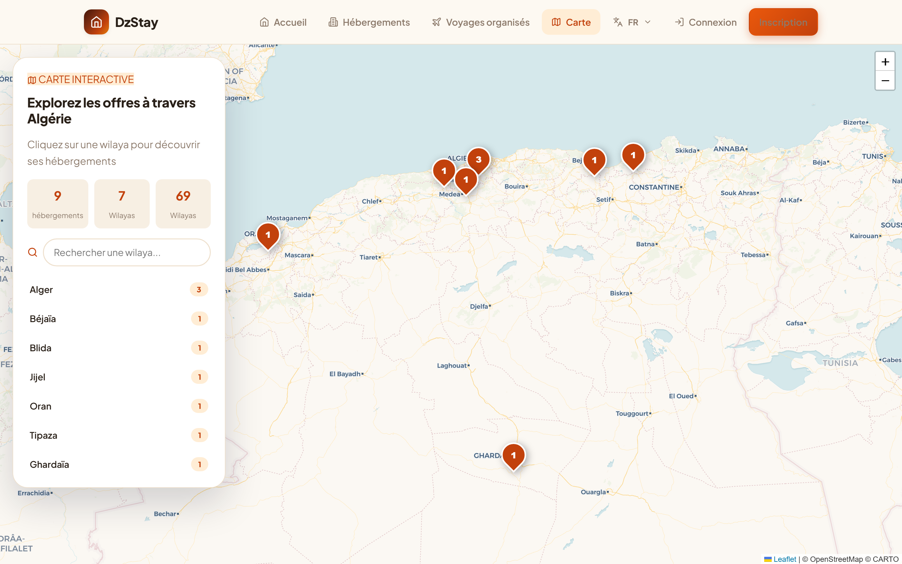Carte interactive des offres