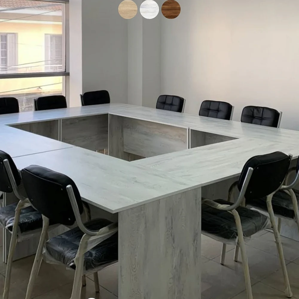 Table de réunion carrée, marbre gris